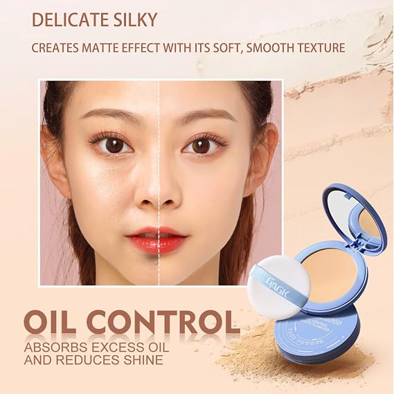 Oil Control Matte Face Pressed Powder,Smooth Flawless Setting Powder Makeup,Long Lasting Waterproof Lightweight Finishing Powder Compact For Women,Controls Shine,0.35oz (01# Classic Ivory, 0.35 OZ)