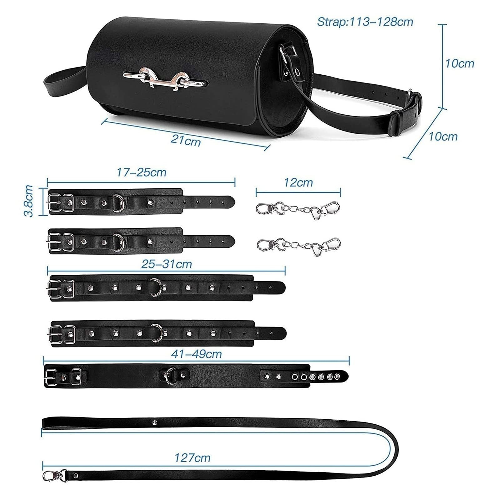 Menottes, Retenue Du Cou, Ensemble De Bondage D'Esclave SM En Cuir, 6 Pièces, Jouets Sexuels Fétiches Pour Hommes, Femmes, Couples