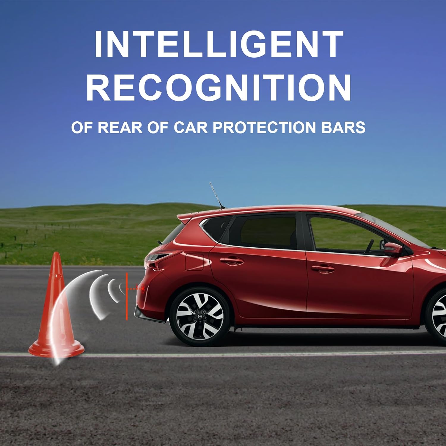 Promata PSW-81 12-24V Wireless Parking Sensor, Wireless Parking Kit with 4 58Hkz Sensors for Car Truck Trailer, Upside Down Display with Adjustable Alarm Volume