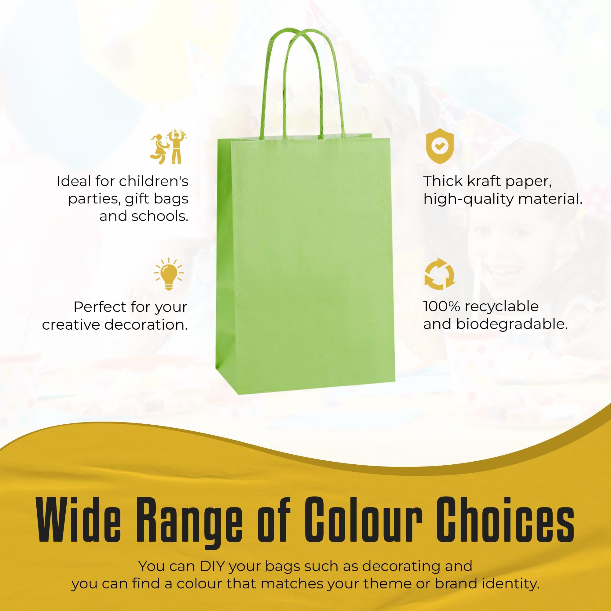 Thepaperbagstore 30 Light Green Paper Party Bags with Handles - Image 3
