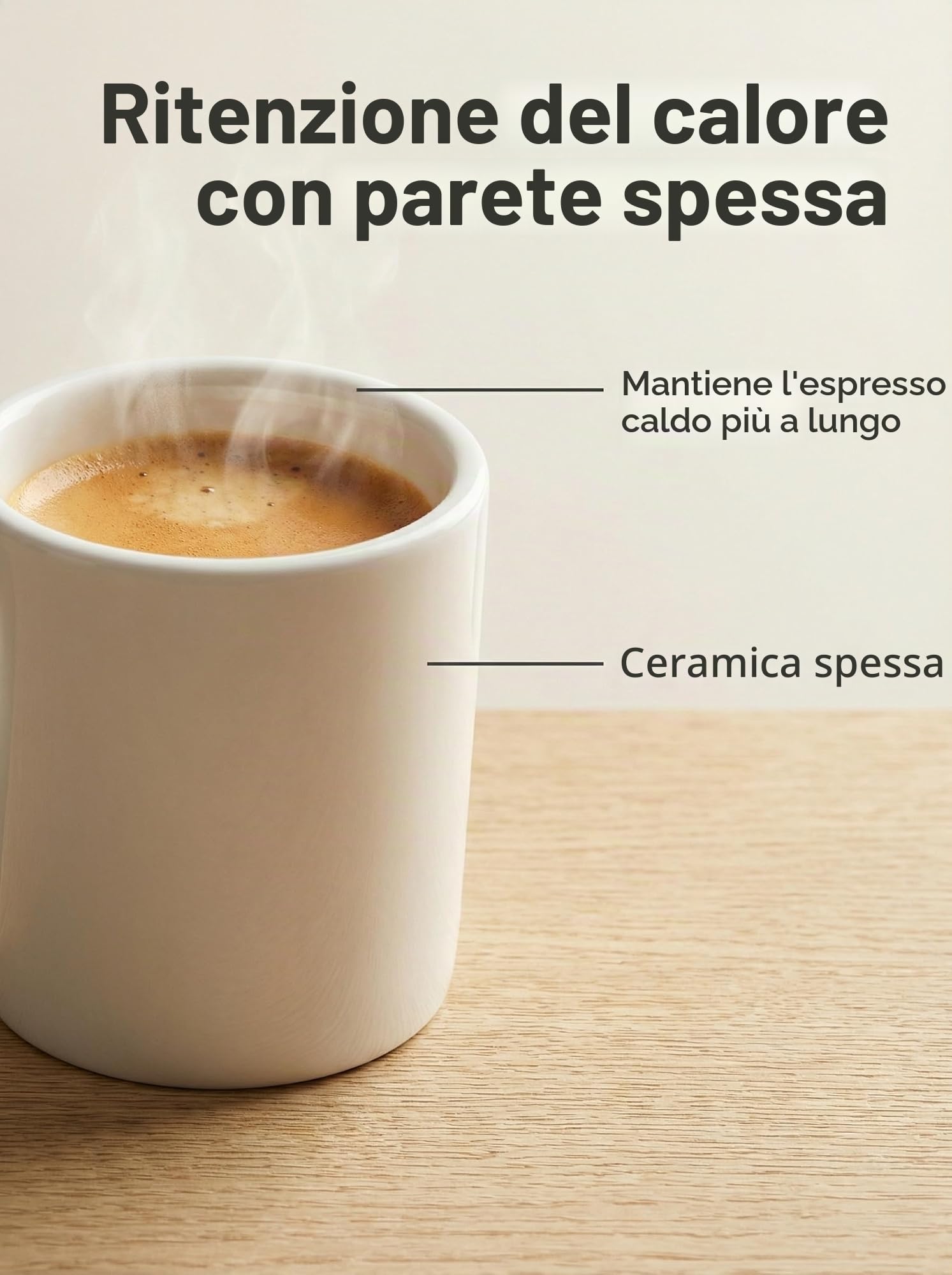 Tazza da Espresso in Ceramica Bianca Pura (60 ml/2 oz), set di due