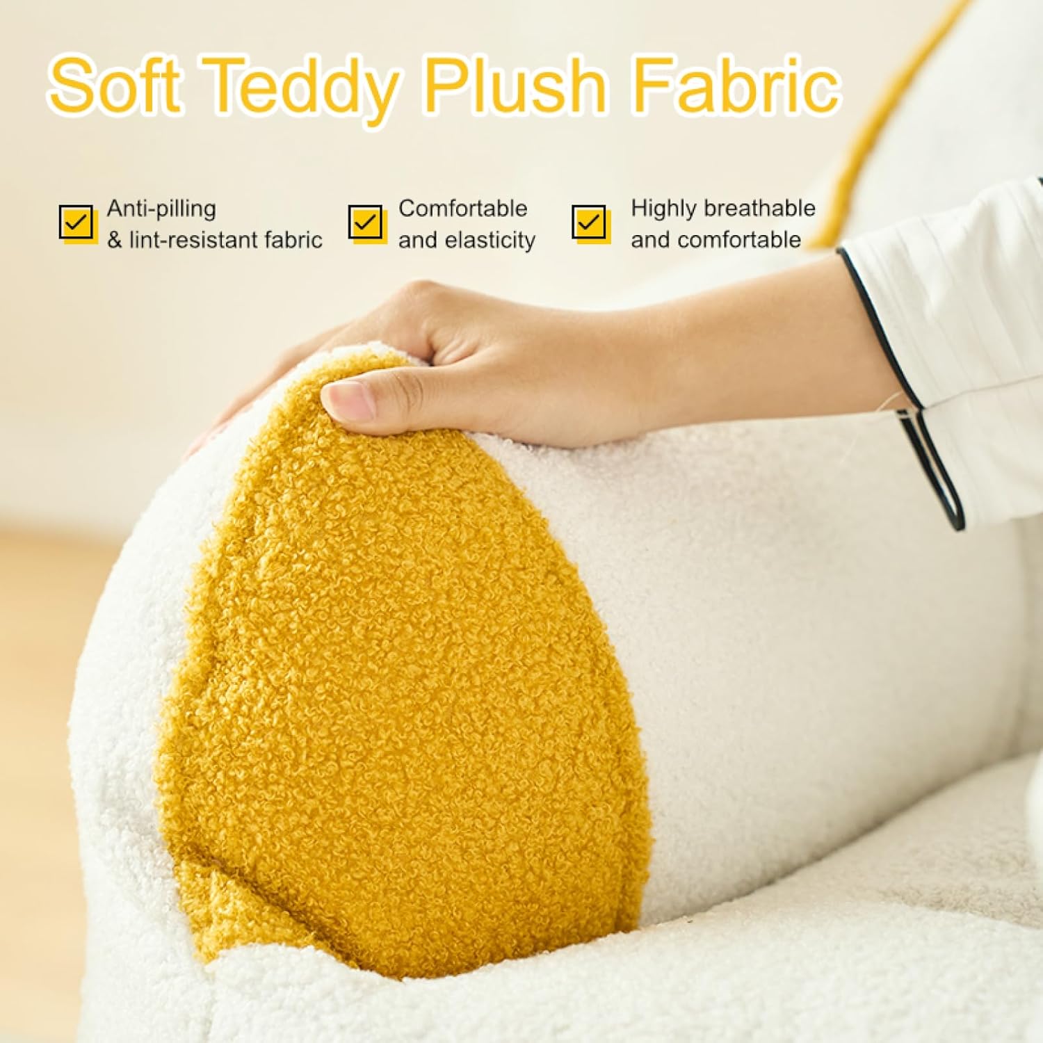 Bean Bag Cover (No Filling) Cat's Ears Shape Bean Bag Cover Faux Fur Teddy Fleece Bean Bag Chair Cover for Childrens Pets Adults (Pink, Medium)