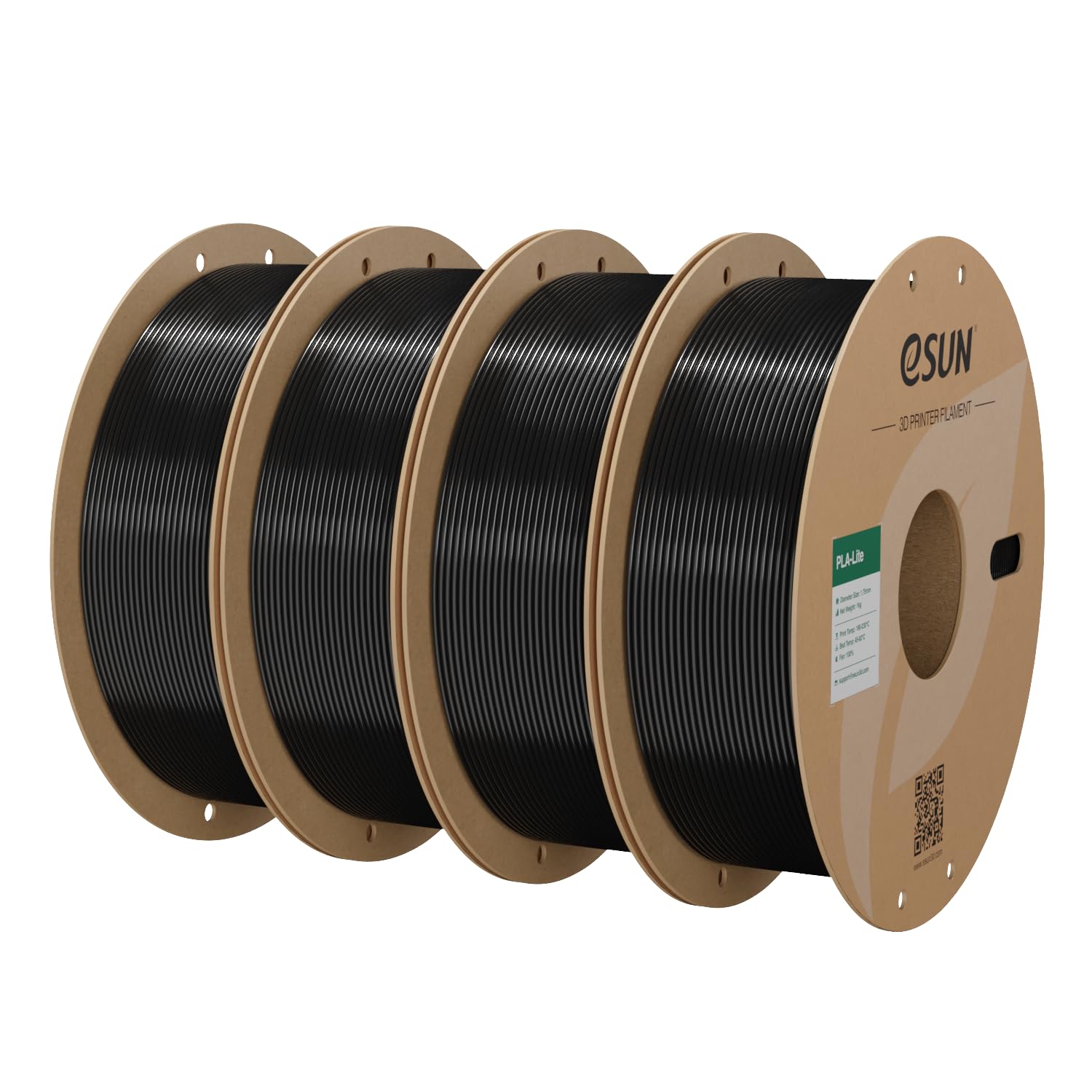 eSUN PLA Lite Filamento 1,75 mm, filamento modificato PLA 4kg Nero | Precisione dimensionale +/- 0,03 mm. Stampa fluida e veloce senza intasamenti. Materiale premium per stampanti 3D FDM.