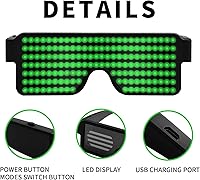 Vista 5 de Gafas LED dinámicas que brillan con luz LED recargable por USB, con luz intermitente de neón, 11 patrones, gafas luminosas