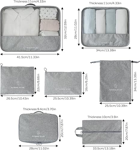 Miniatura 7 de Hugaboom, 7 cubos de embalaje, artículos esenciales de viaje, bolsas organizadoras, maletas de equipaje, organizadores de embalaje para viajes,