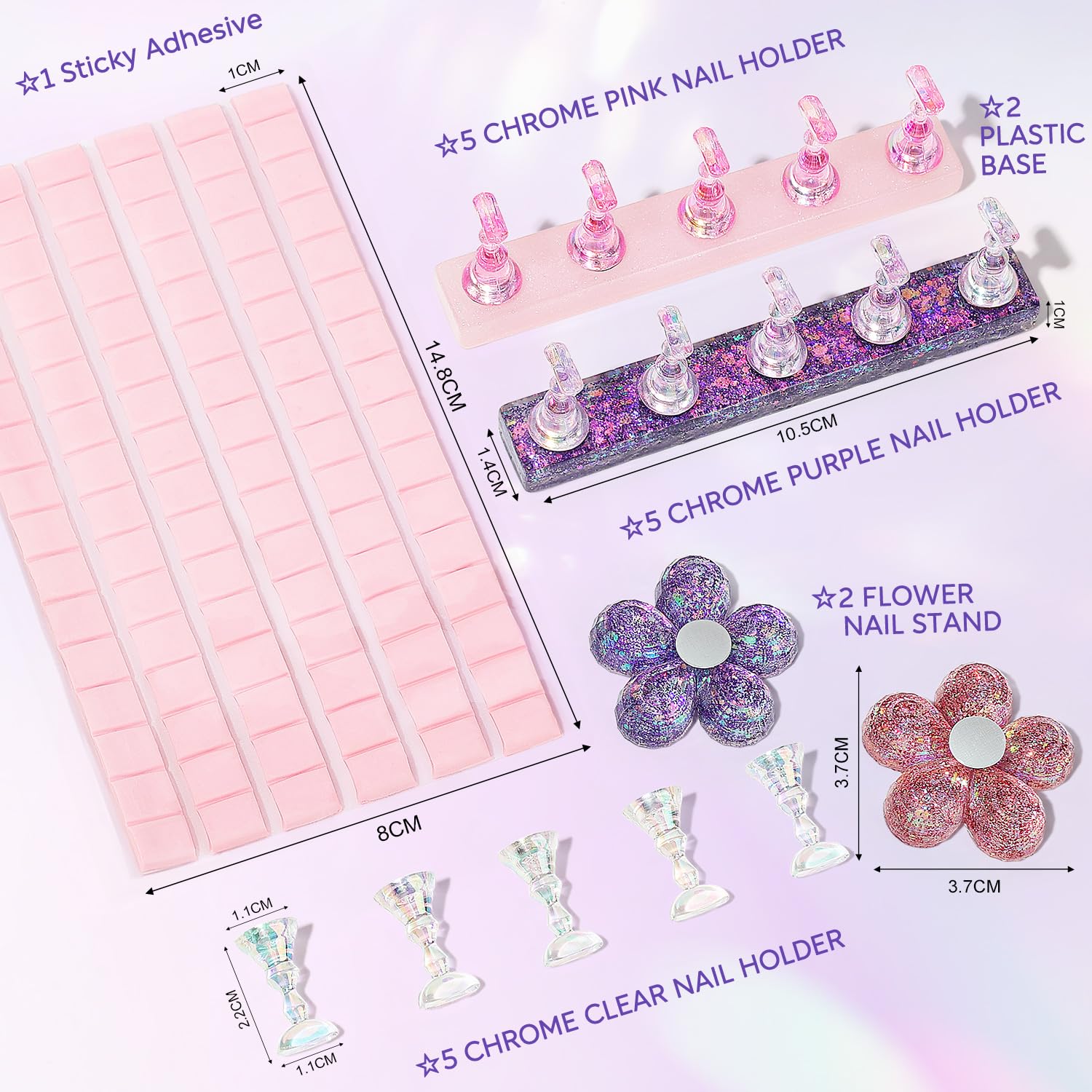 Nicedeco Magnetic stojak na paznokcie Practice Holder uchwyt na paznokcie do ćwiczeń uchwyt na paznokcie stojak na paznokcie do samodzielnego manicure i nakładania paznokci, zawiera 96 sztuk gliny