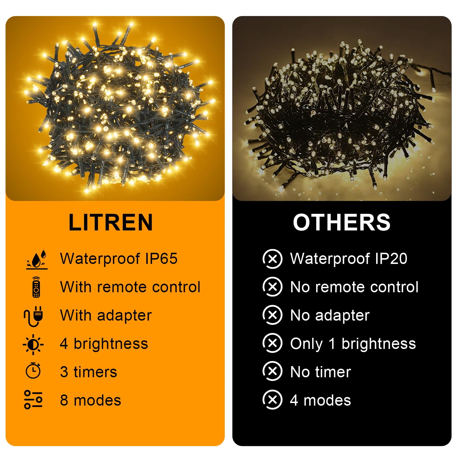 (2 Pezzi)210 LEDs 31M Luci Albero di Natale Esterno Interno Bianco Caldo Catena Luminosa con Telecomando,Spina,8 Modalità e Timer Impermeabile IP65 Lucine Led Decorative per natale, Alberi, Ghirlande