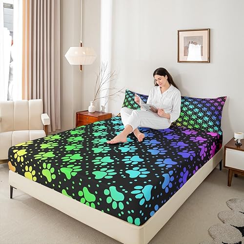 Miniatura 221 de Castle Fairy Juego de sábanas con temática de Halloween, tamaño Queen, juego de ropa de cama con estampado de animales de murciélagos negros