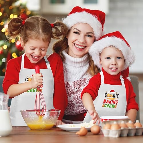 Miniatura 10 de Suhine Paquete de 4 delantales navideños a juego para hornear de Navidad, delantales de cocina para cocina familiar