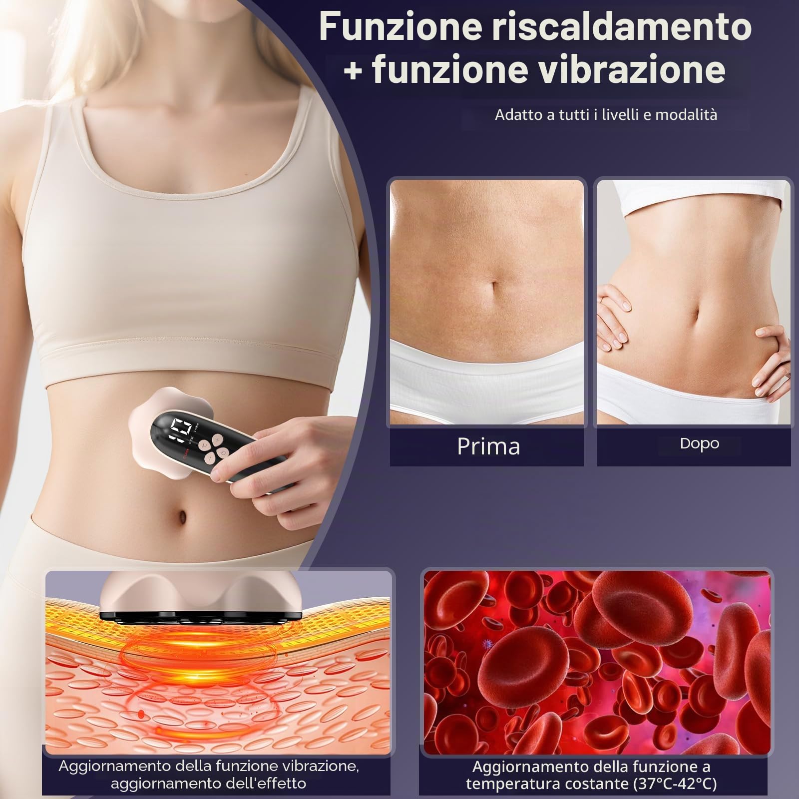 Massaggiatore Anticellulite Professionale, 3 in 1 Professionale Massaggiatore Anticellulite Elettrico per mani Pancia, Vita, Braccia, Gambe, Glutei, Unisex, Effetto lifting e rassodante