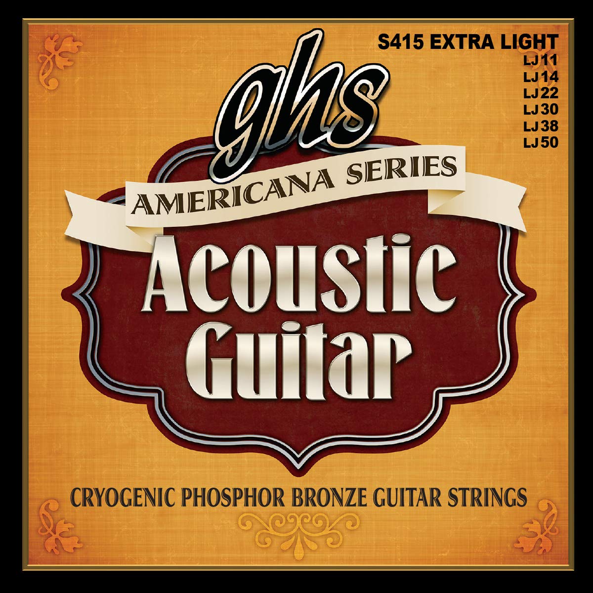 GHS Strings Americana Phosphor Bronze Acoustic Strings - S415 SET - Extra Light Gauge (11-50)
