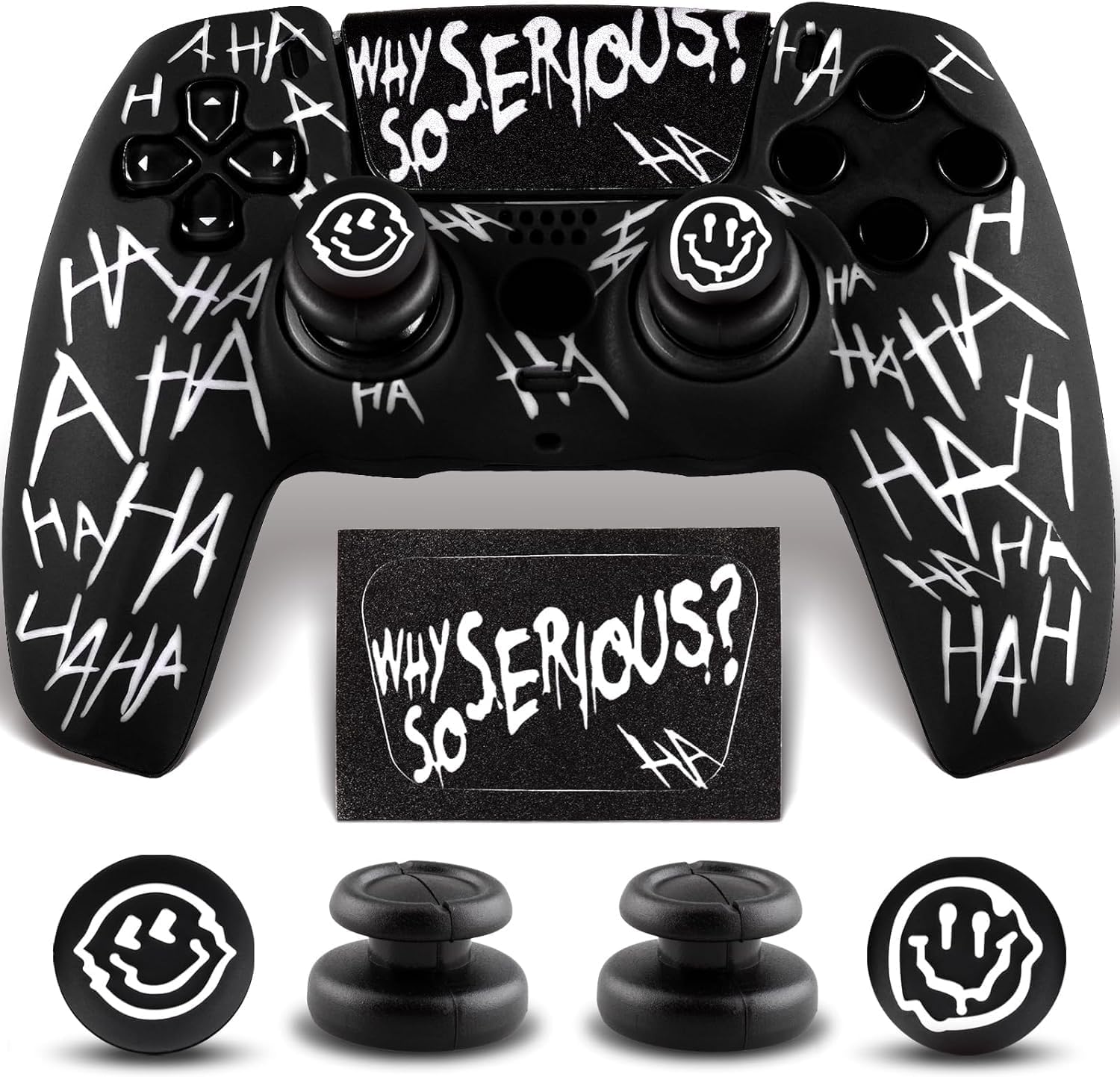 Anti-Slip Controller Skin Kit, with 2 Thumb Grip Cover & 2 Elevated Base, Silicone Controller Case with Textured Grip for PS5 DualSense Wireless Edition
