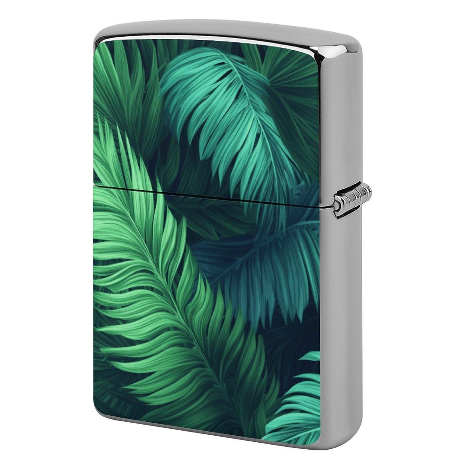 Tropical Palm Leaves Lighter Case Vintage Metal Lighter Cover Reusable Lighter Protective Sleeve Unique Design Personalized Lighter Sleeve Holder Against Dust and Scratches