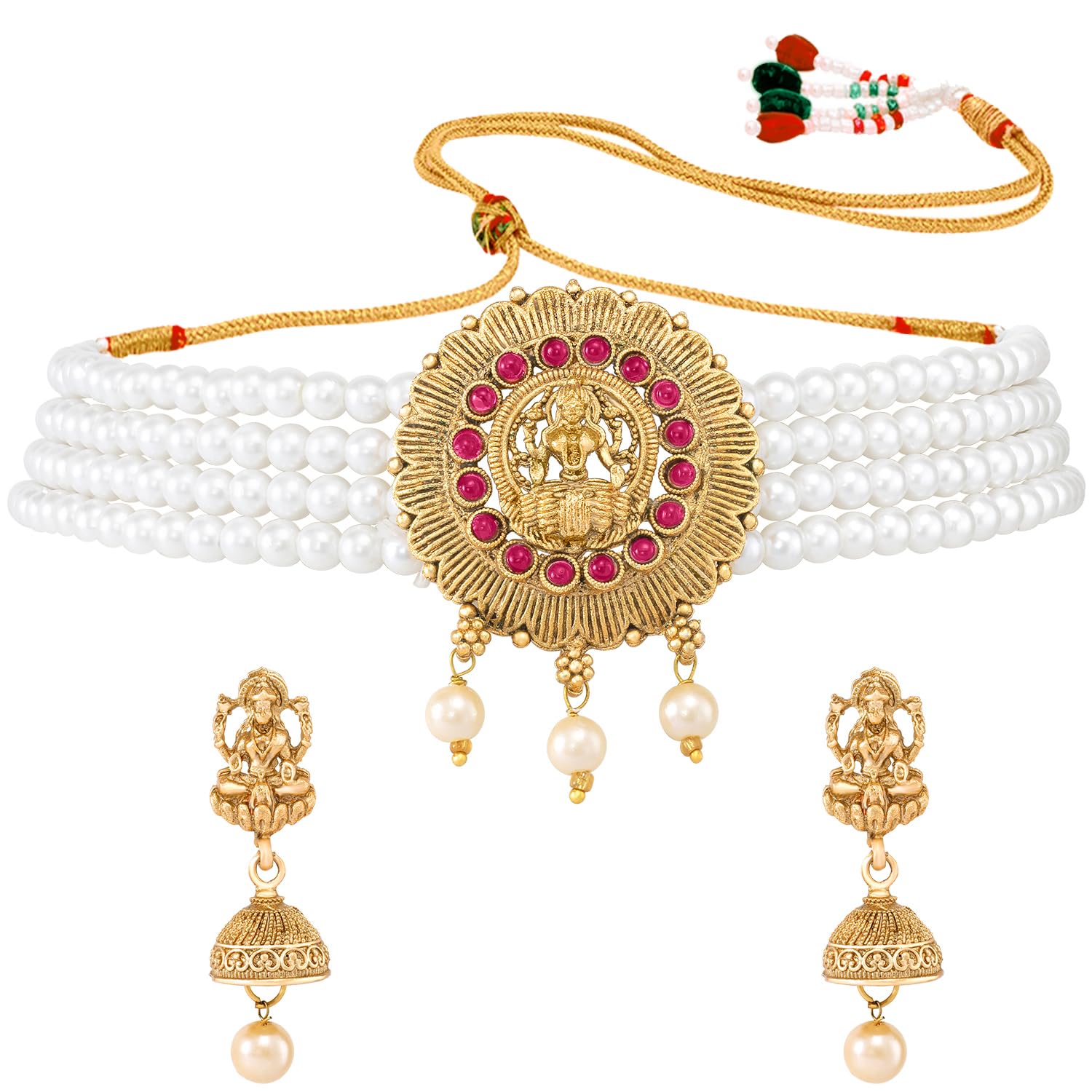 Peora Traditional Gold Plated Choker Necklace & Jhumki Earrings Temple Jewellery Set for Women Girls (B0CLLHV696) Amazon Price History, Amazon Price Tracker