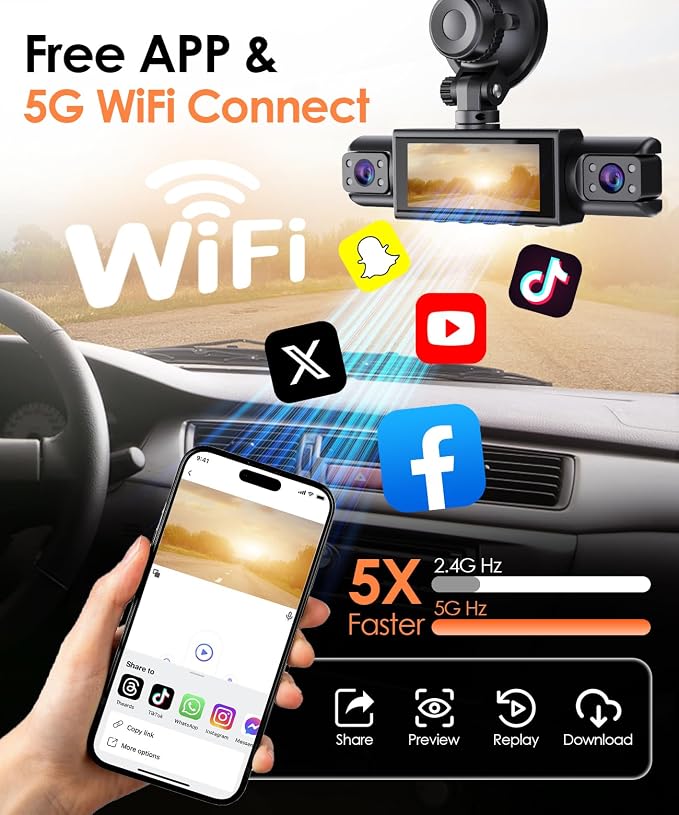 Cámara para Carro 4 Canales con Vista 360° y Control App miniatura 5