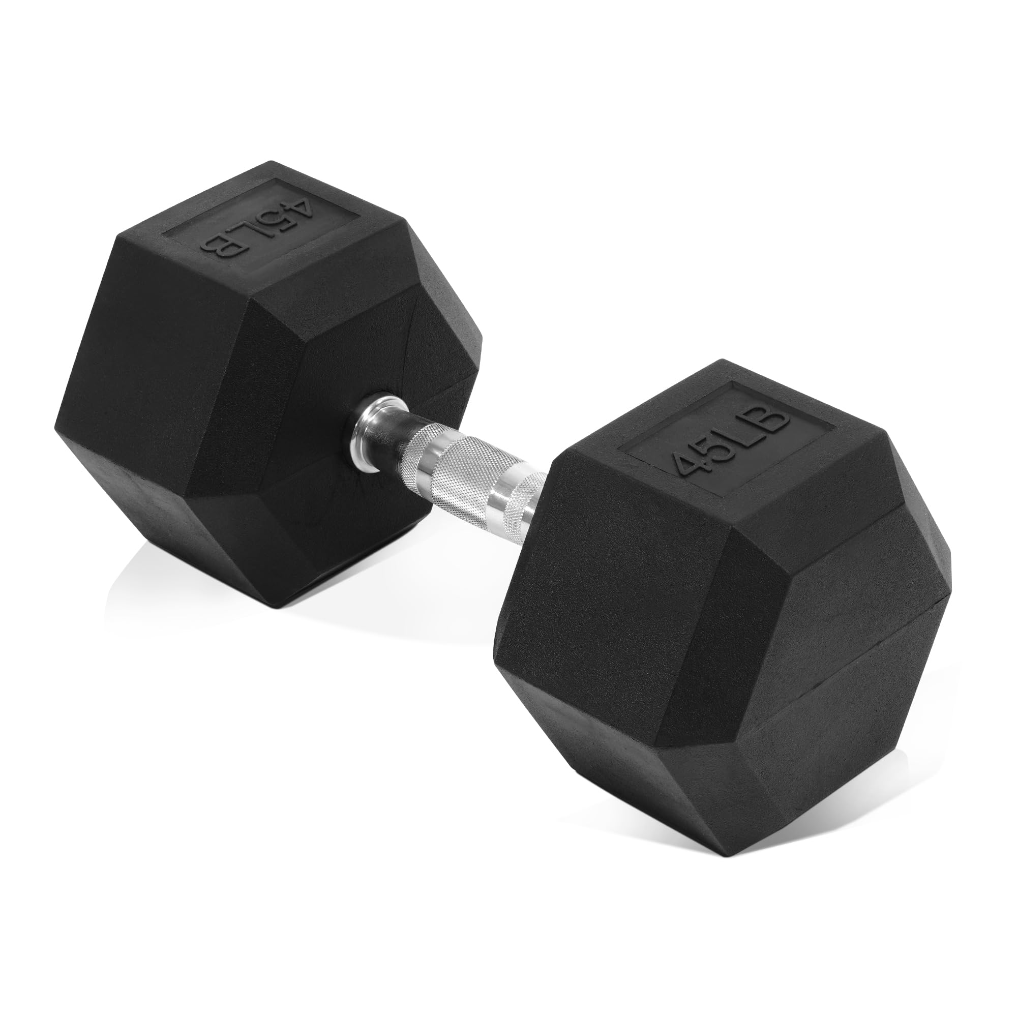 Fitvids Hex Dumbbells Rubber Coated Hand Weights for Exercises and Fitness Single 45LBS Single Black