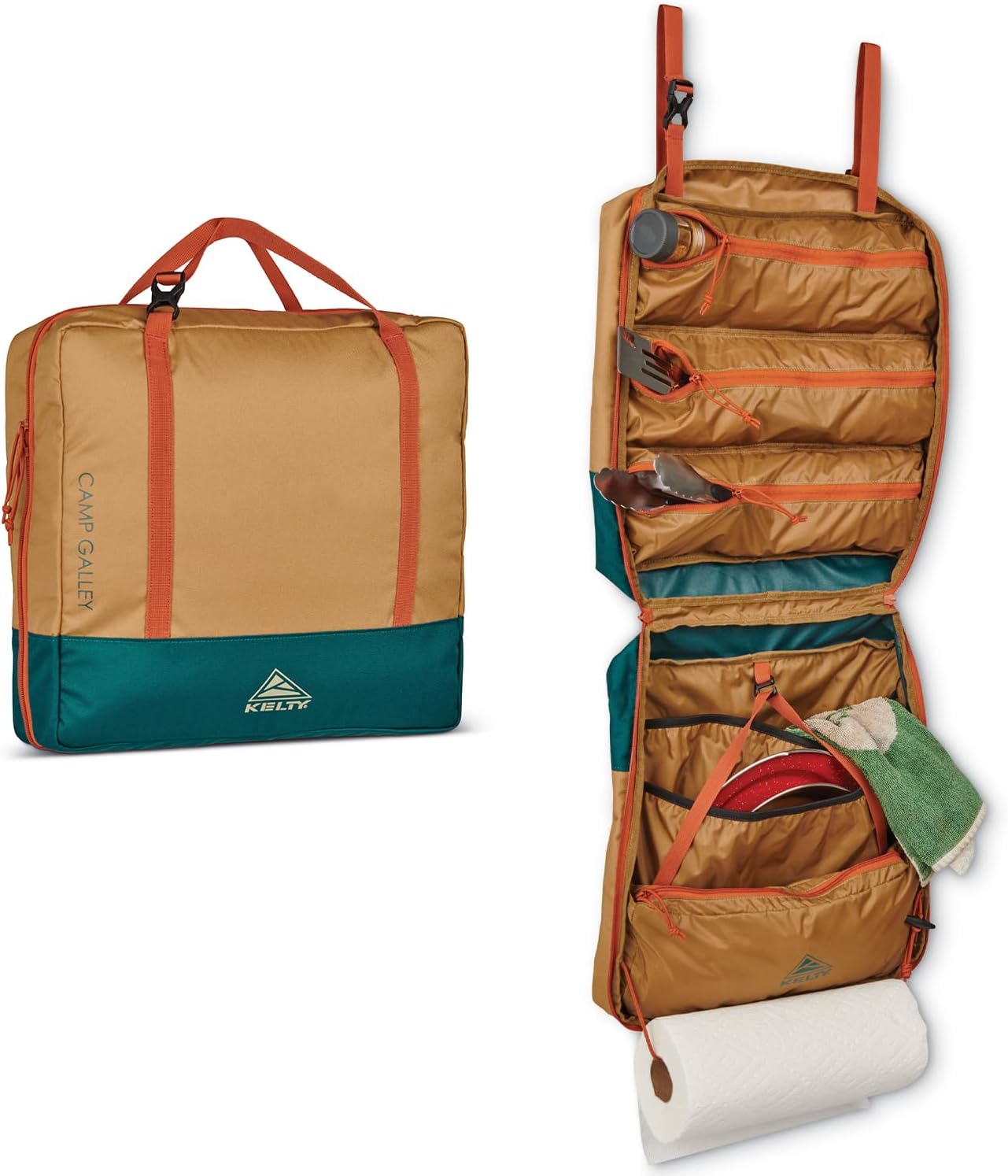 Kelty Camp Galley Deluxe – Camp Kitchen Organization Kit, Deep Pockets, Paper Towel Holder, Zippered Compartments for Outdoor Cooking Essentials