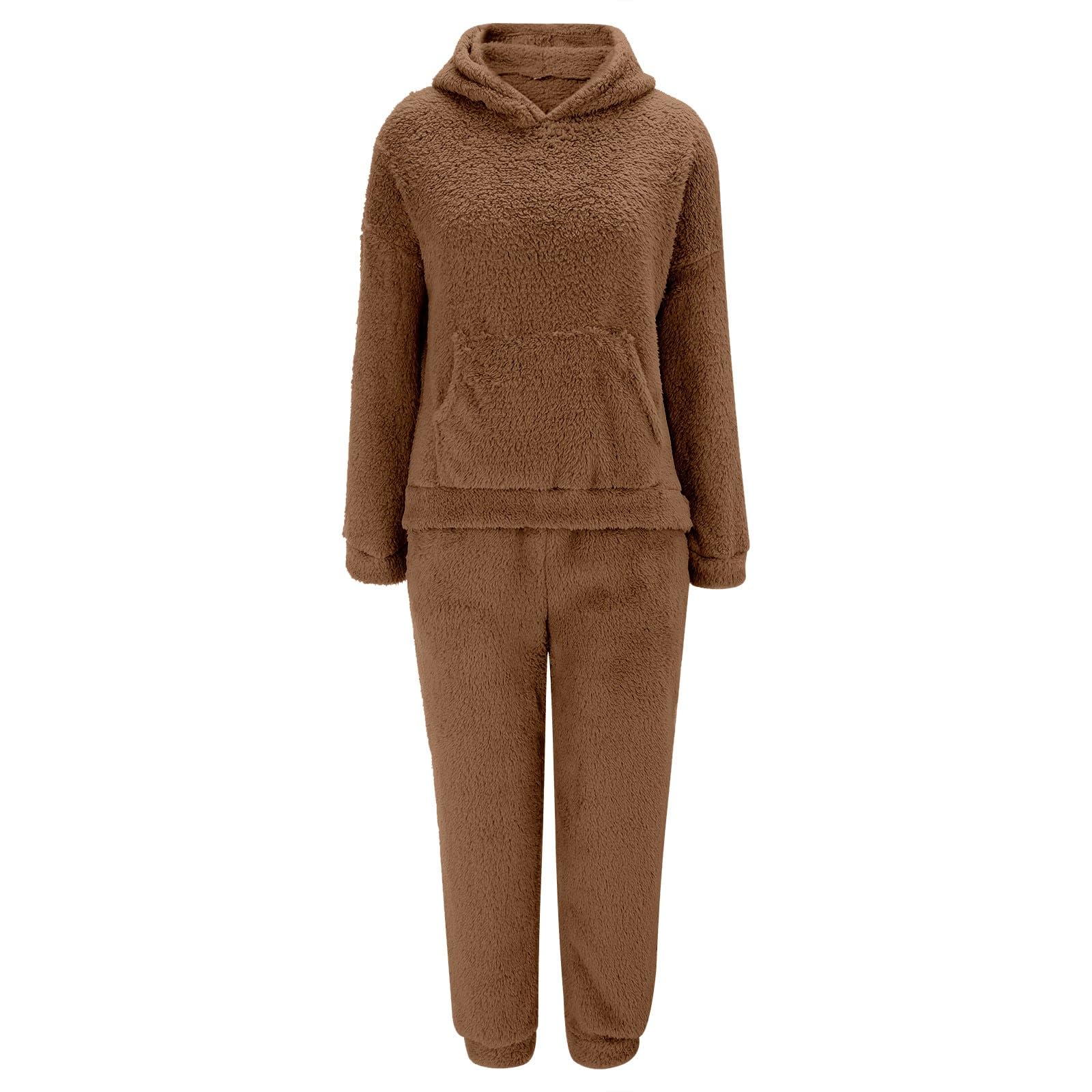 IQYU Tuta da donna per il tempo libero, in pile, da jogging, da donna, con cappuccio, per lo sport, per il sonno, a maniche lunghe con cappuccio