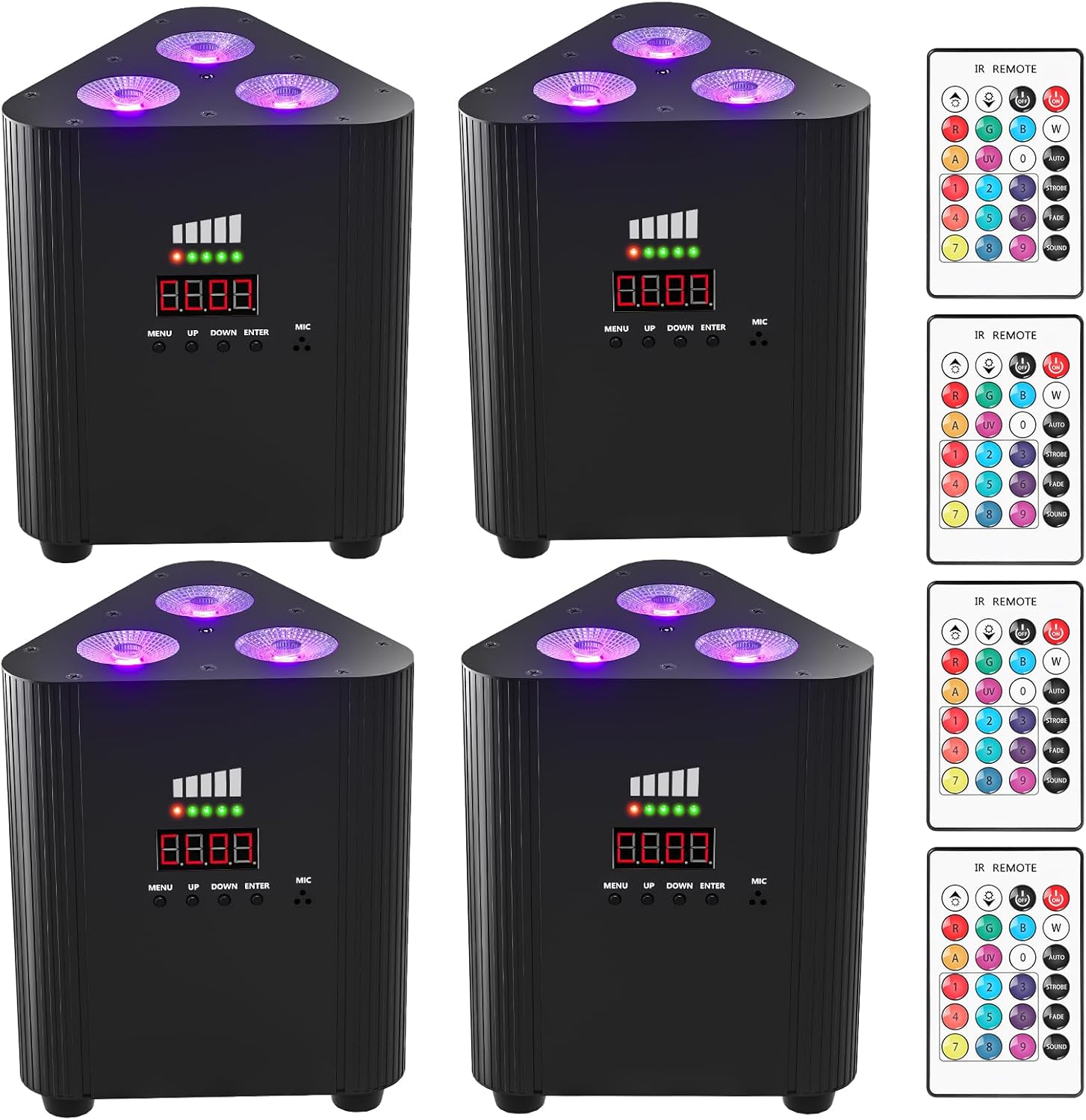 Rechargeable RGBW 4 in 1 Stage Lights, 3X6W Battery Powered LED Par Lights Uplighting, Remote DMX Sound Activated Cordless Uplights for Events, Party, Wedding, Concert, Dance, Church 4Pcs 4Packs