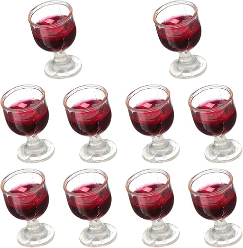 NUOBESTY 10 copas de vino 1: 12 copas de cóctel para casa de muñecas, mini copas de vino tinto para decoración de casa de muñecas, accesorios de
