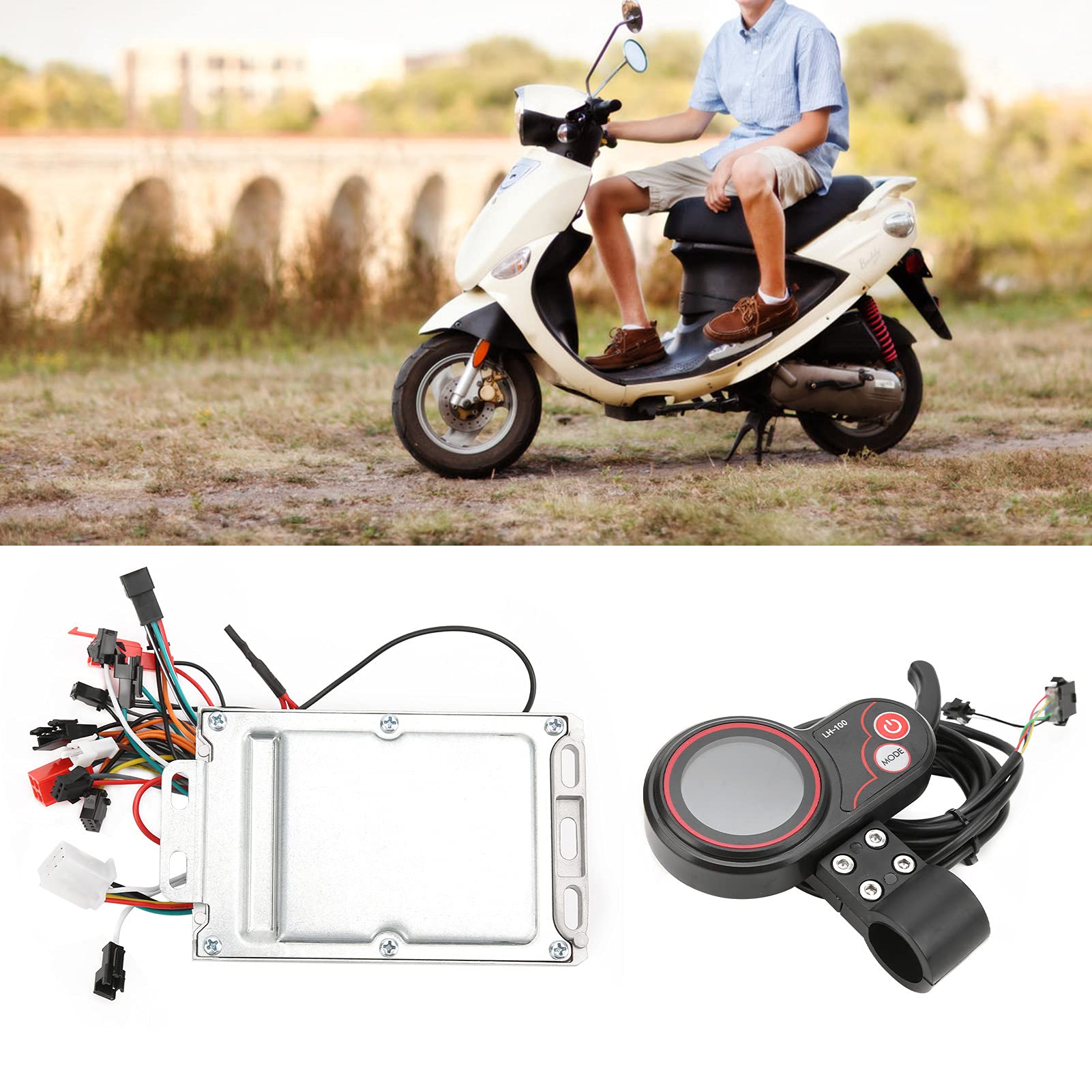 Controlador de Motor sin escobillas de 34V/48V y 500W, Controlador de Motor de Velocidad de Onda sinusoidal de 3 Modos con Panel de Control de Pantalla LCD e Interruptor de Cambio