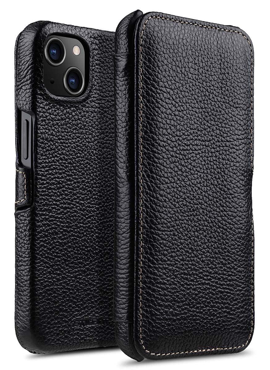 STILGUT Book Case Compatible with iPhone 13 (6.1 Inch) Leather Case with Clip Closure, Flip Case, Mobile Phone Case