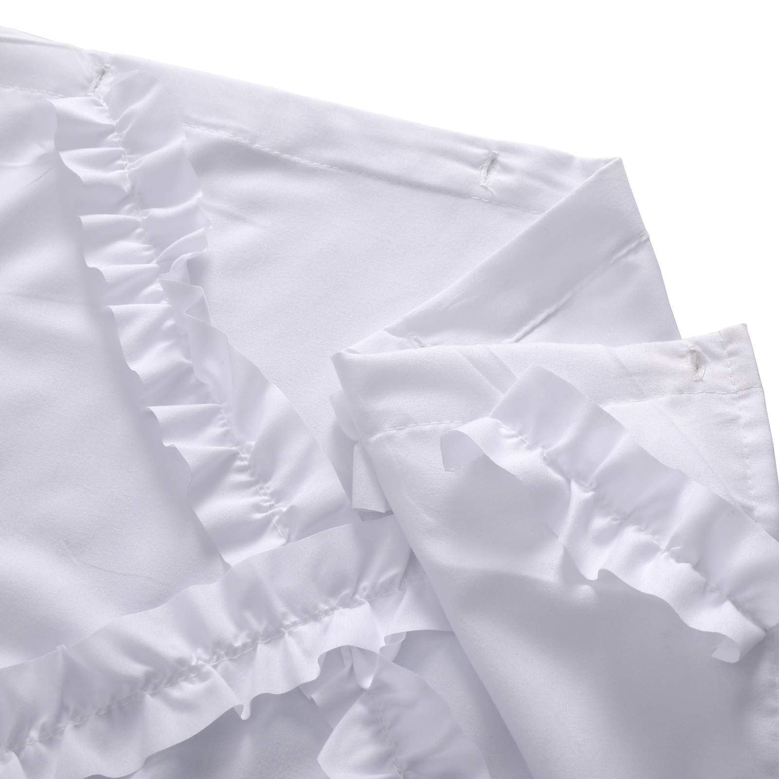 Cortina de ducha de tela con volantes blancos para baño, textura, estilo granjero, rústico, lavable, impermeable y lino, 71 x 71 pulgadas