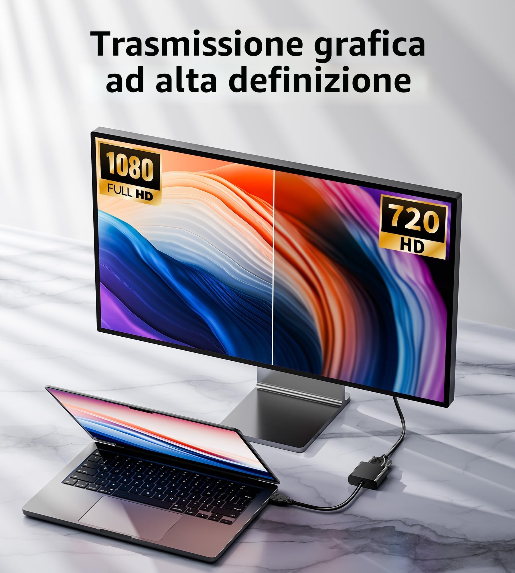 BHHB Adattatore HDMI to VGA (da maschio a femmina) Convertitore HDMI a VGA Cavo per Computer, Desktop, Laptop, PC, Monitor proiettore, HDTV, Chromebook, Raspberry Pi, Roku, Xbox