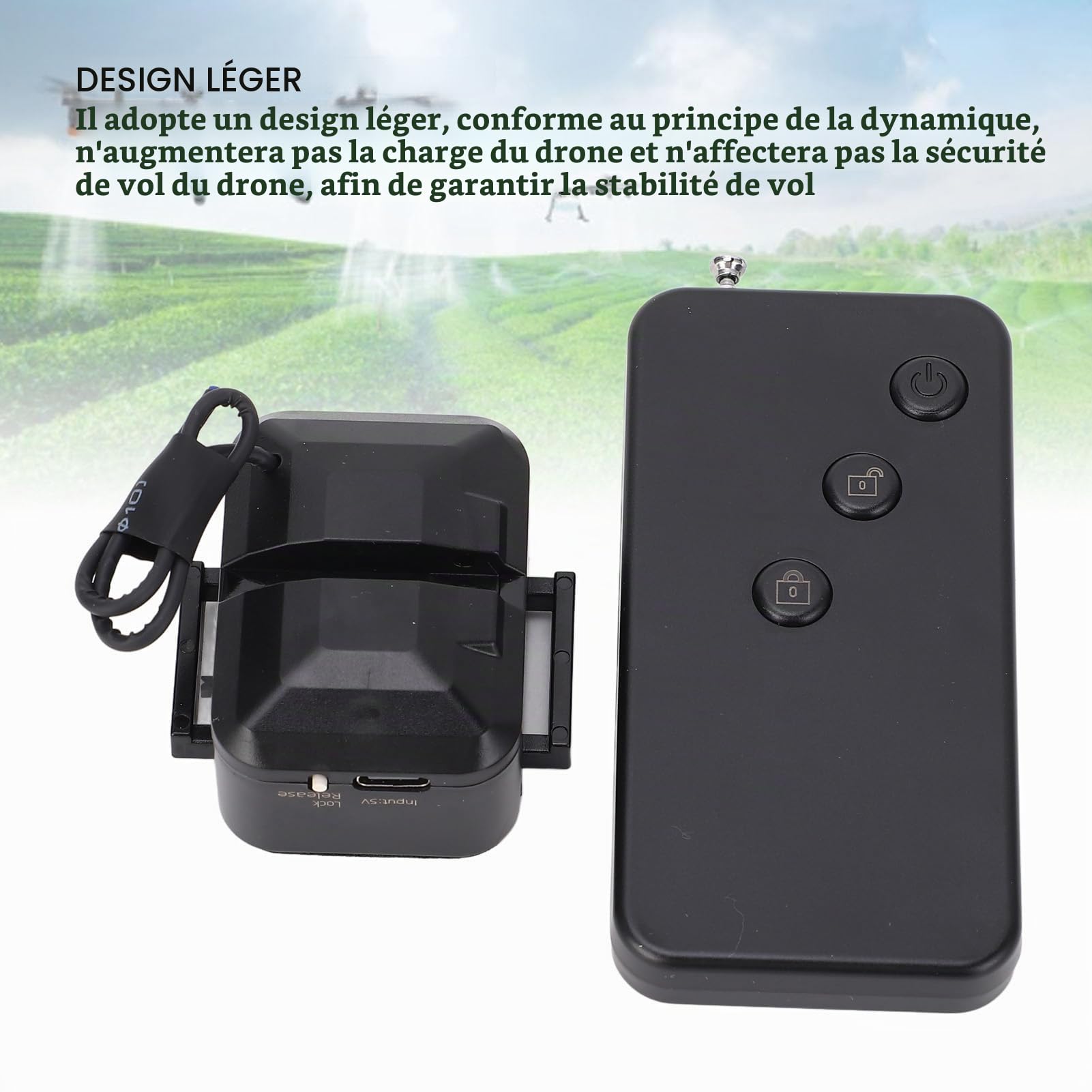 Dilwe Système de Largage Airdrop, Lanceur de Drone Léger avec Télécommande, USB, Une clé, Conçu pour Divers Drones