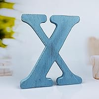 Vista 31 de Letras de madera azul rústica de 6 pulgadas, letras de madera sin terminar para pared, letras decorativas azules retro de pie, decoración de tablero