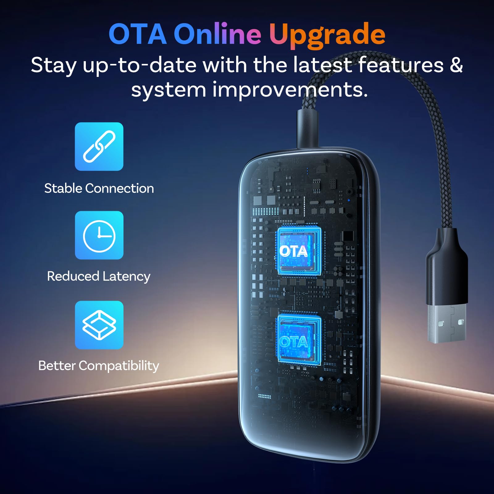 OTTOCAST Play2video Ultra 2026 AI Box, bezprzewodowy adapter samochodowy CarPlay i Android z YouTube, Prime Video, WiFi 6, Plug & Play, 4 GB + 32 GB do samochodów z przewodowym CarPlay od