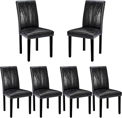 VECELO Parsons - Juego de 6 sillas de comedor tapizadas, de piel sintética moderna, patas de madera maciza y respaldo alto, para cocinasala de disponible en Yaxa El Salvador