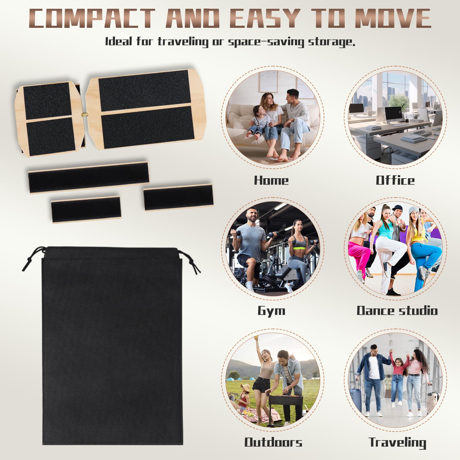 Balance Board Fußtrainer Holz - Mit Tasche Für Gleichgewichtstraining