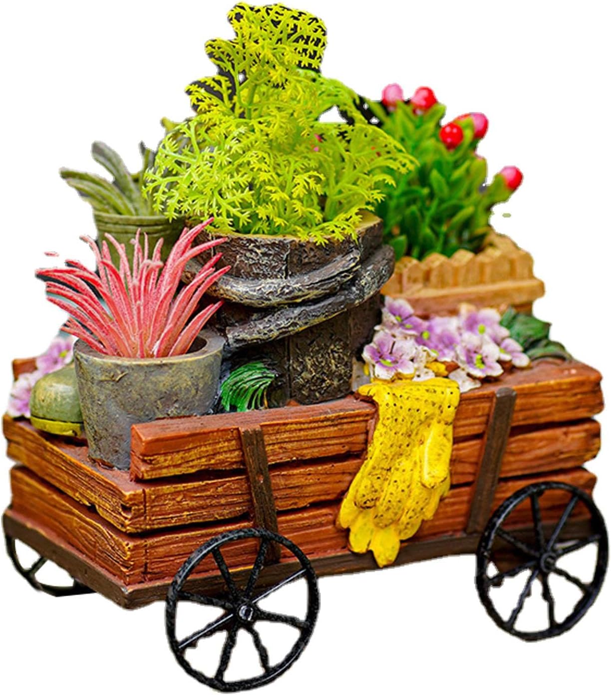 Zceplem Carro para macetas de jardín - Mini Jardinera de Carretilla,Maceta de Plantas de Resina de Carretilla de Bricolaje Creativa, Mini Adorno de Escritorio, Soporte de Maceta de Hierba