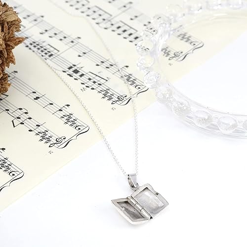 Miniatura 4 de AeraVida Colgante rectangular simple y elegante para recuerdos preciosos y medallones grabables, collar de cadena de plata de ley 925 para