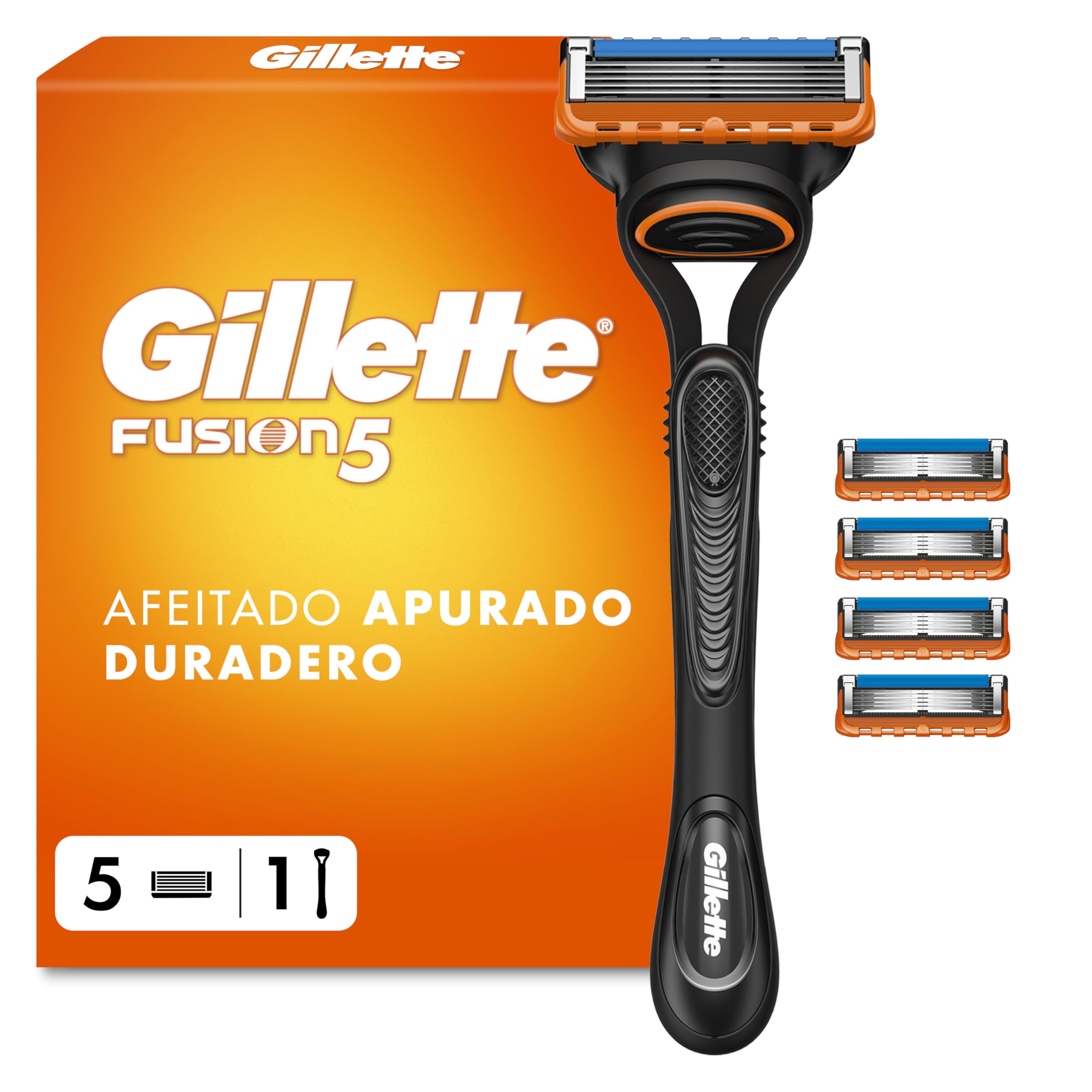 Gillette Fusion5 Maquinilla de Afeitar Hombre con 5 Recambios, Azul/Negro en oferta en Amazon