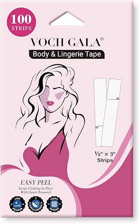 VOCH GALA Double Sided Tape for Clothes and Fashion, 100 Pre-Cut Strips