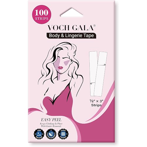 Double Sided Tape for Clothes & Fashion, 100 Pre-Cut Strips, Lingerie Tape