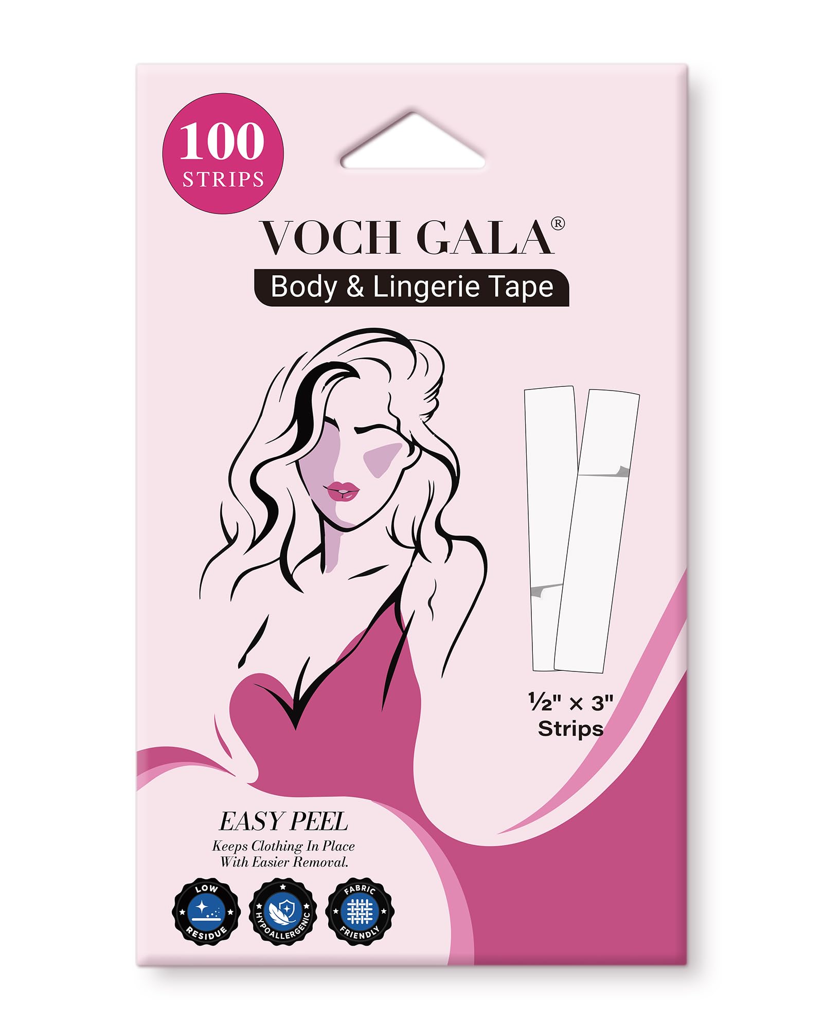 VOCH GALA Double Sided Tape for Clothes and Fashion, 100 Strips