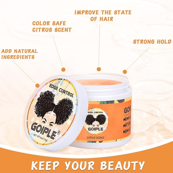 Edge Control Wax for Black Women Strong Hold Non-greasy Hair Gel Women Edge Control Gel for Afro Hair No White Residue, Shine, Afro Hair Products for Gel Hair(Citrus Scent)