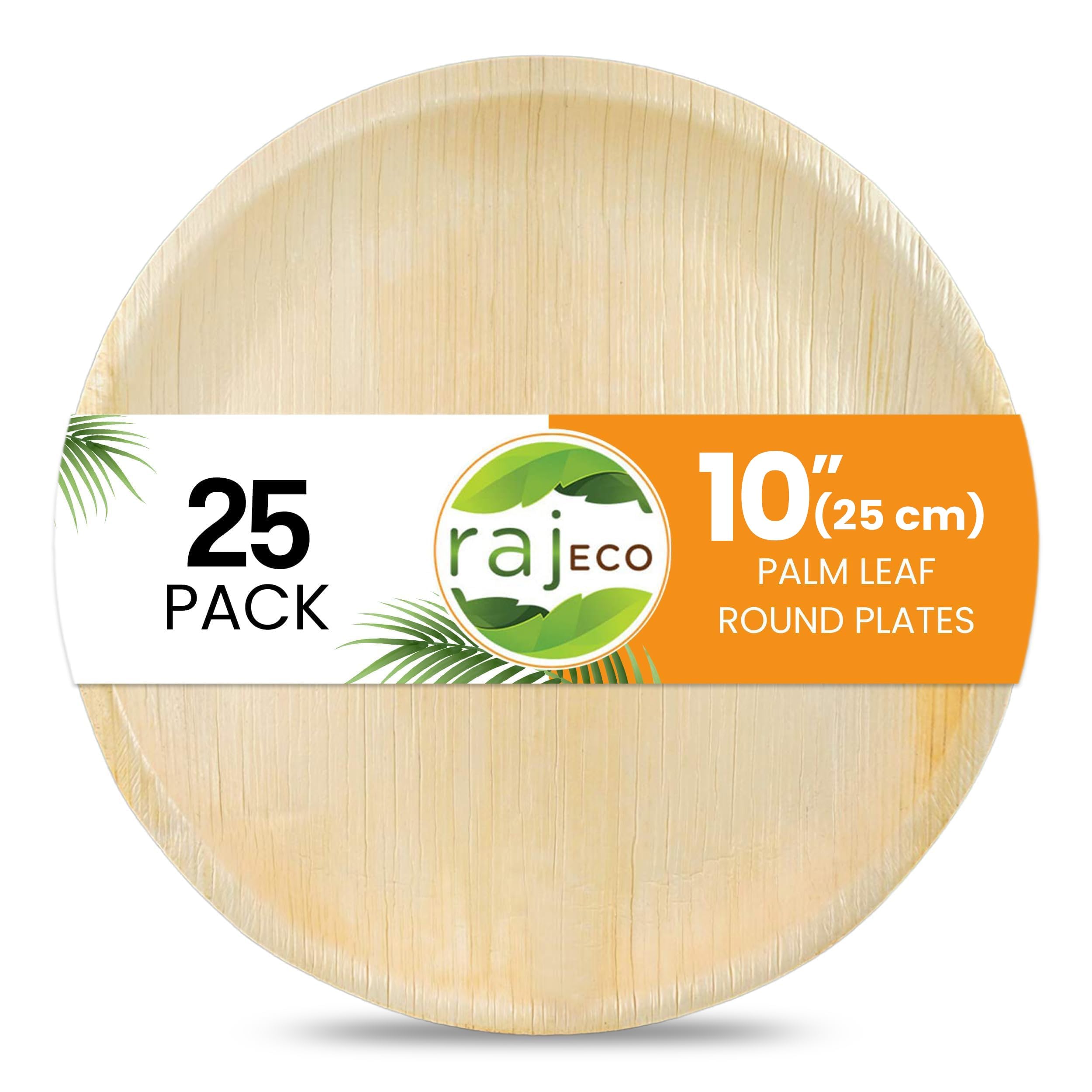 Raj Palm Leaf Round Plates 10" (25cm) | 25 Pack | Compostable — image 1
