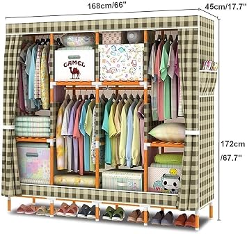 Portable Wardrobe Cloth Wardrobe Wardrobe Bedroom Standing Closet Storage Closet Clothes Portable Closet Organizer Shelf Clothes Organize Portable Wardrobe/D