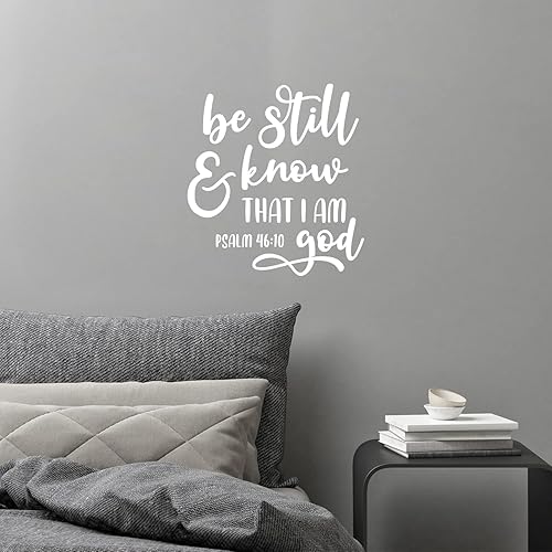 Calcomanía de vinilo para pared sé quieto y sé que soy Dios Salmo 4610 - 14 x 13 pulgadas calcomanía moderna inspiradora con cita de fe encantadora