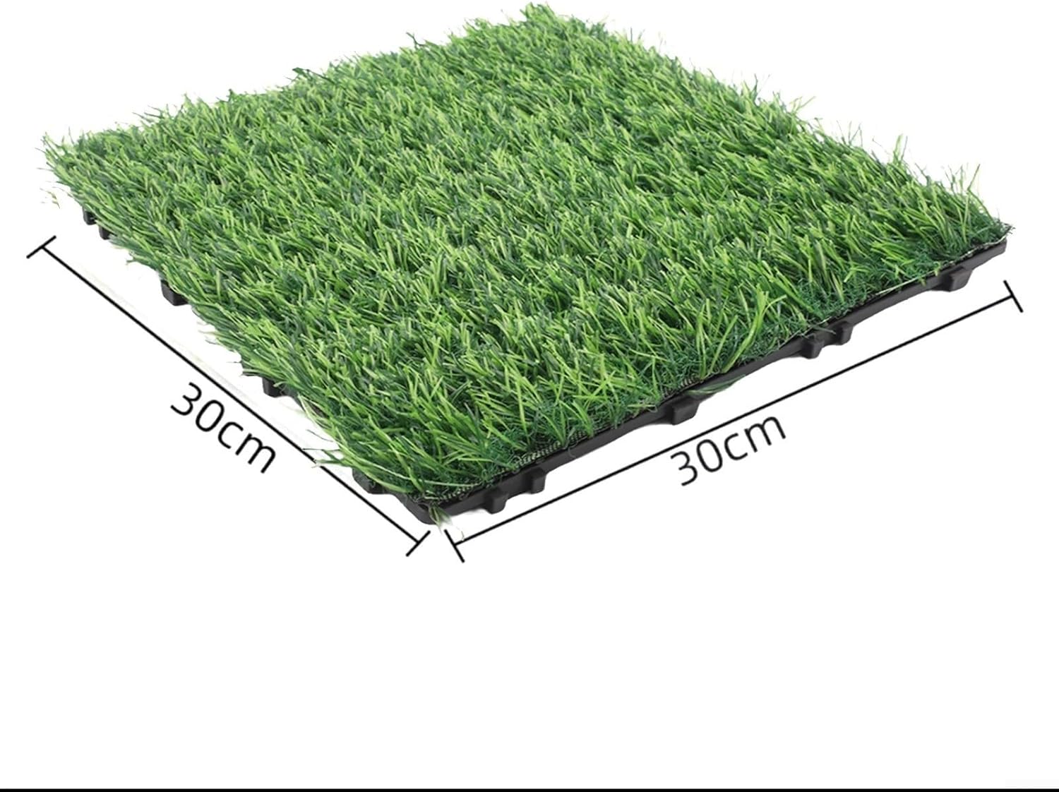 5 Pack Artificial Grass Tiles Interlocking Self-Draining Turf for Garden Patio Deck 30x30cm Green,Indoor/Outdoor Use