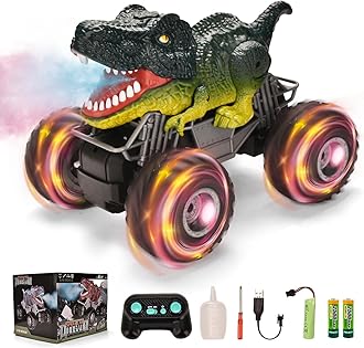 Remote Control Car, 1:16 Scale Monster Truck Toys, 2.4GHz Dinosaur Toys with Spray Roar LED Lights, Birthday Present Easter Xmas Gift for Toddler Girl Boy, Kids Gifts for 3 4 5 6 7 8