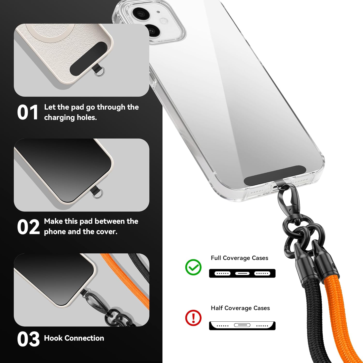 3-in-1 Phone Lanyard Anti Theft Phone Strap Wrist Strap Cell Phone Lanyard, Compatible with Most Smartphones - Image 2
