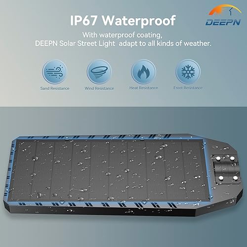 Miniatura 3 de Deepn Farolas solares para exteriores, luces solares de estacionamiento de 9500 W, 360000 lúmenes, luces solares para exteriores, IP67, impermeable,