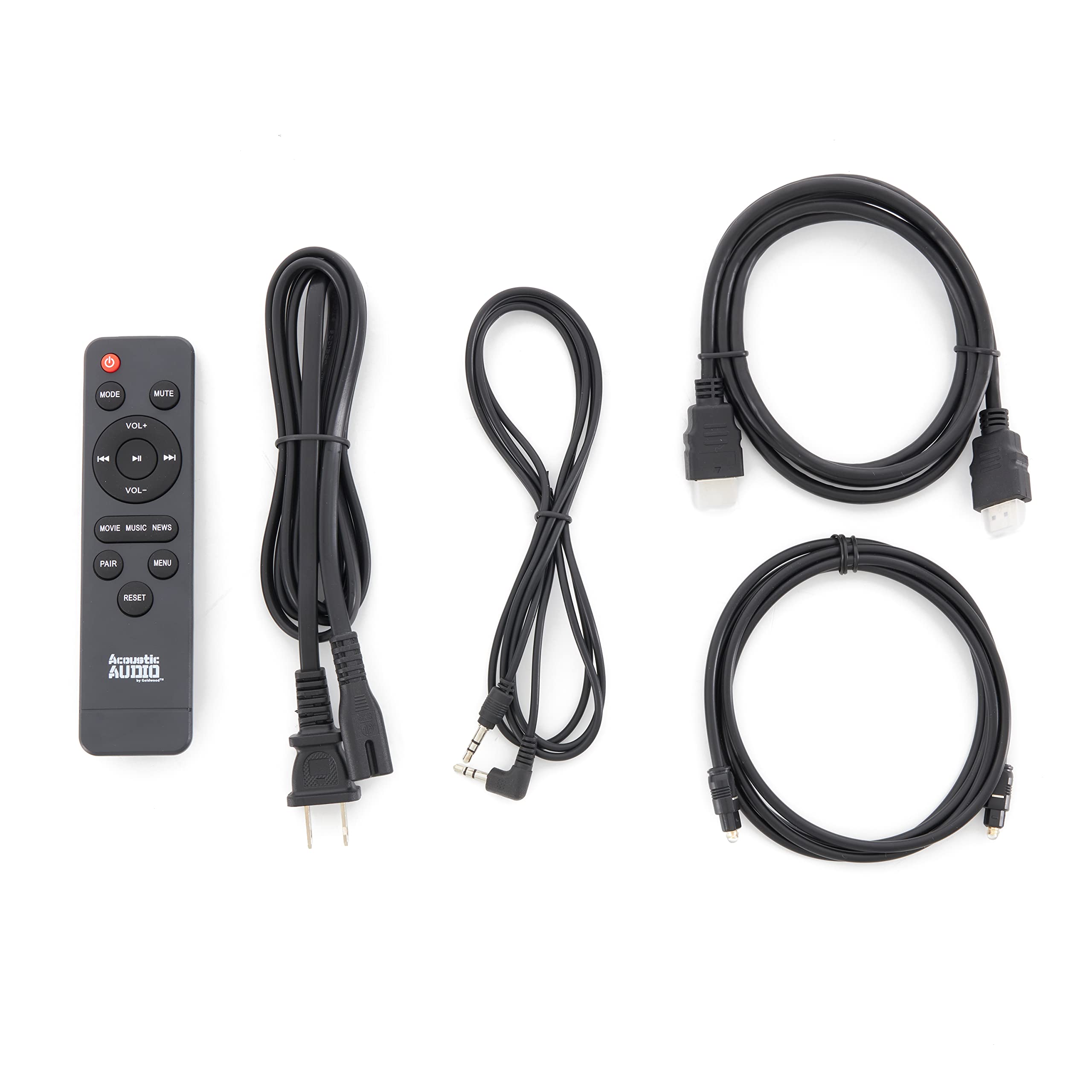 Audio acústico de Goldwood Barra de sonido de 2.1 canales para TV con subwoofer integrado, sistema envolvente de 36 pulgadas, HDMI, ARC y Bluetooth, negro