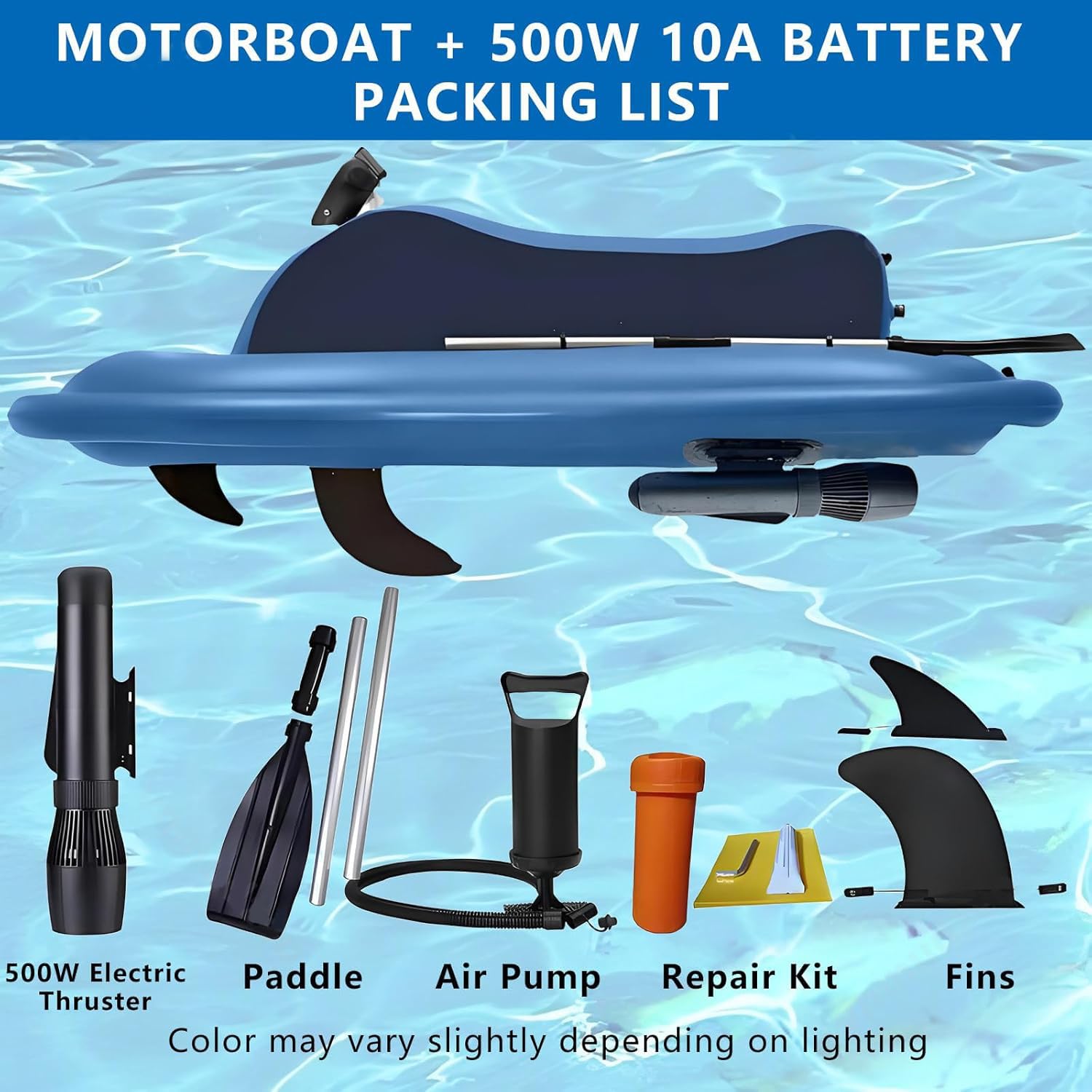 Moto d'acqua a propulsione a getto, Jet Boat gonfiabile, Moto d'acqua gonfiabile con scooter da 500W/700W e pagaia, Batteria da 10000/16000 mAh, Telecomando, Capacità di carico 150 kg 500W10Ah