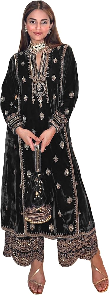 GRC Women's Salwar Kameez Straight Suit Viscos Velvet Traditional Indian  Pakistani Ready to Wear Dress (US, Alpha, X-Small, Regular, Regular, Black)  at Amazon Women's Clothing store